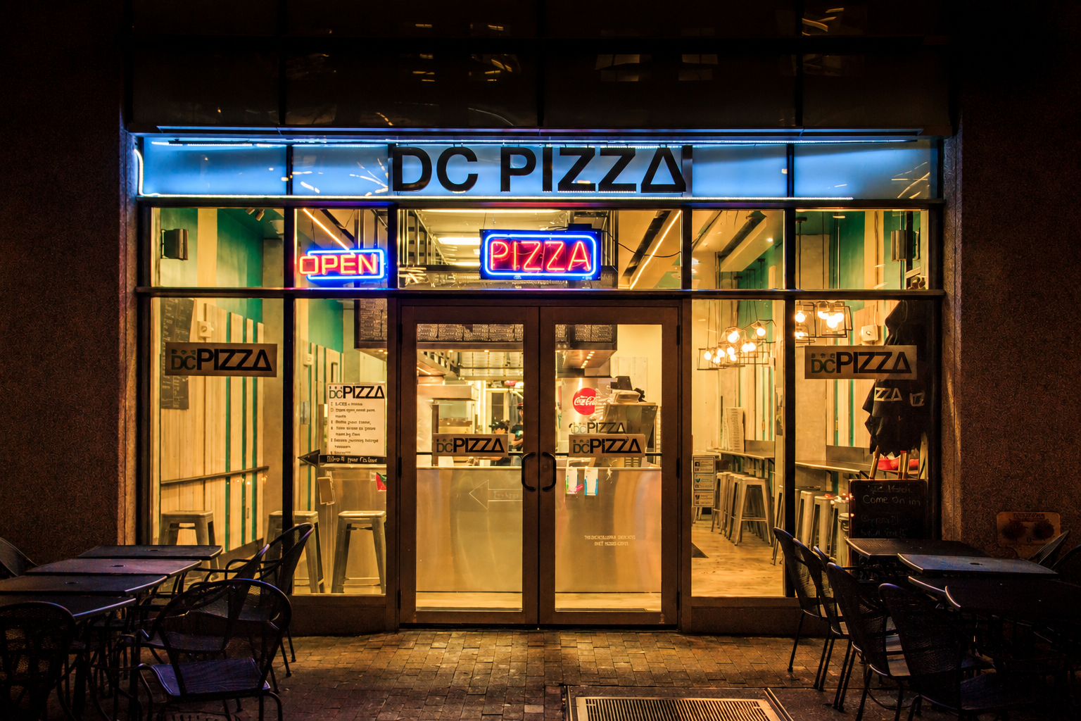 DC Pizza Washington DC open late night neon sign